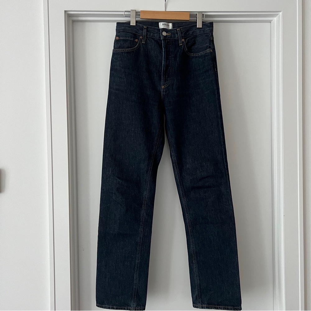 AGOLDE '90s Pinch Waist Long High-rise straight-leg Jeans - Size 27 - Dark Dnim